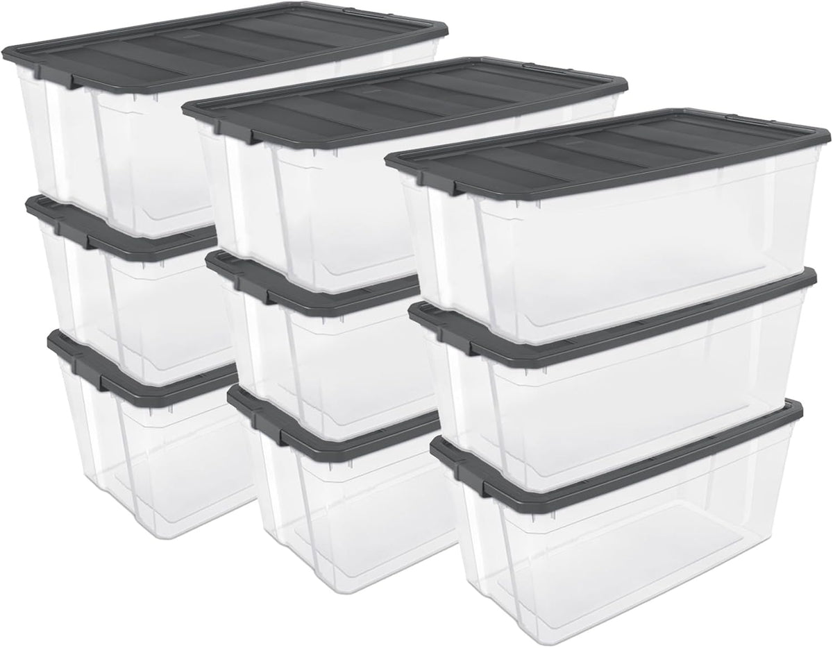 Sterilite 9-Pack Modular Stacker Box, Durable Clear Plastic Storage Bins