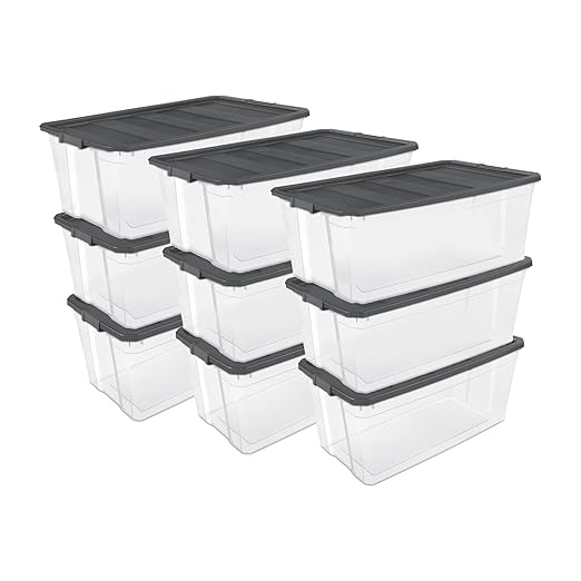Sterilite 9-Pack Modular Stacker Box, Durable Clear Plastic Storage Bins by Sterilite