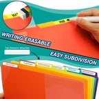 H4D 12 Pocket Poly Project Organizer, Multi Pocket Folder, Primary Colors | Spiral, Multi-Subject, Letter Size