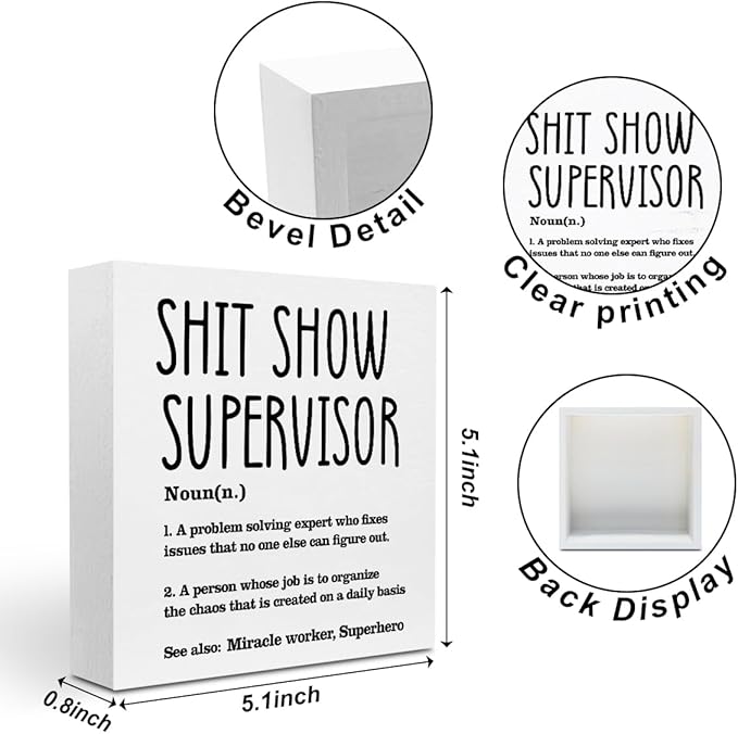 Supervisor Gifts for Women Funny Office Decor, Sarcastic Wooden Box Sign - Image 2