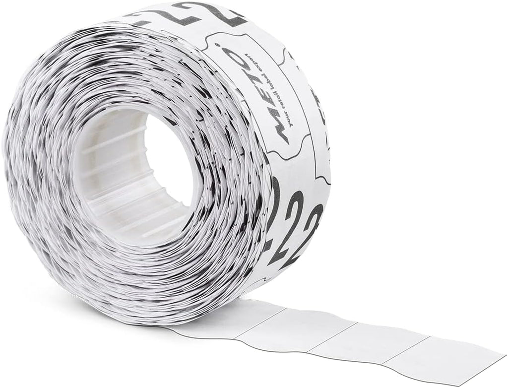 Meto Labels for Hand Labels, 26 x 12 mm, 1 Line, Pack of 12,000, White, Permanent Adhesive, for Meto, Hutner, Avery, Contact, Sato, Tovel etc