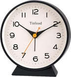 Tinload 4.5" Battery Operated Retro Analog Alarm Clock, Small Silent Bedside by Tinload