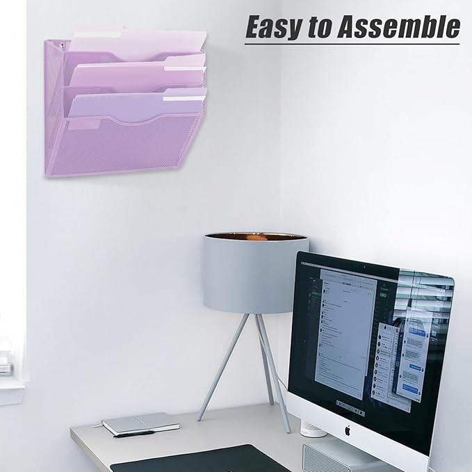 EASEPRES 3 Pocket Mesh Hanging Wall File Organizer, Wall Mounted Mail Paper - Image 6