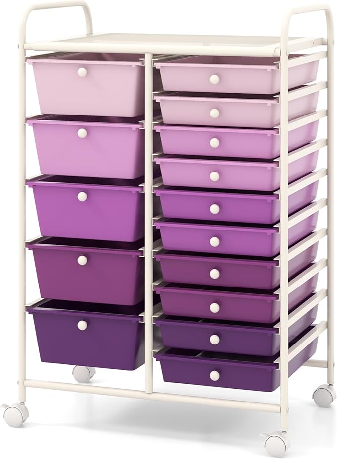HAPPYGRILL 15-Drawer Rolling Cart, Storage Carts by HAPPYGRILL