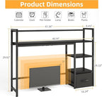 Desk Shelf with Drawer, 41.3" Desktop Organizer Shelf, Desk Hutch - Image 3