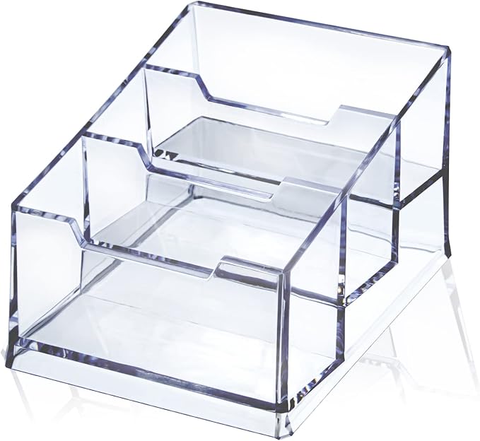 Clear Acrylic Business Card Holder, 3 Tier Premium Acrylic Clear Business Card by MESCHETT