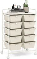LDAILY 10 Drawer Rolling Cart, Storage Cart Organizer on Wheels, Drawer Cart by LDAILY