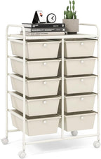 LDAILY 10 Drawer Rolling Cart, Storage Cart Organizer on Wheels, Drawer Cart by LDAILY