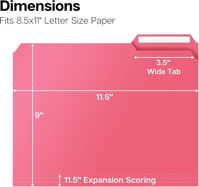 Dunwell Plastic Colored File Folders, 1/3 Tab File Folders - Image 5