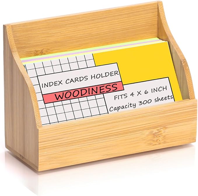 SHIQIKEJIPTY 4x6 Wood Index Card Holder Wooden Index Card Box Cards Display by SHIQIKEJIPTY