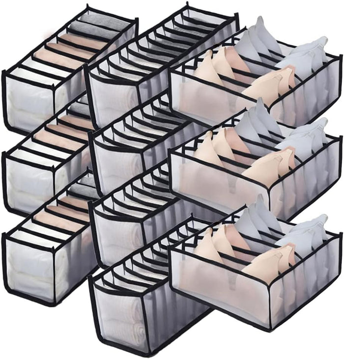 Clothing Storage Set for Socks, Underwear,Bra, Black, 10PCS