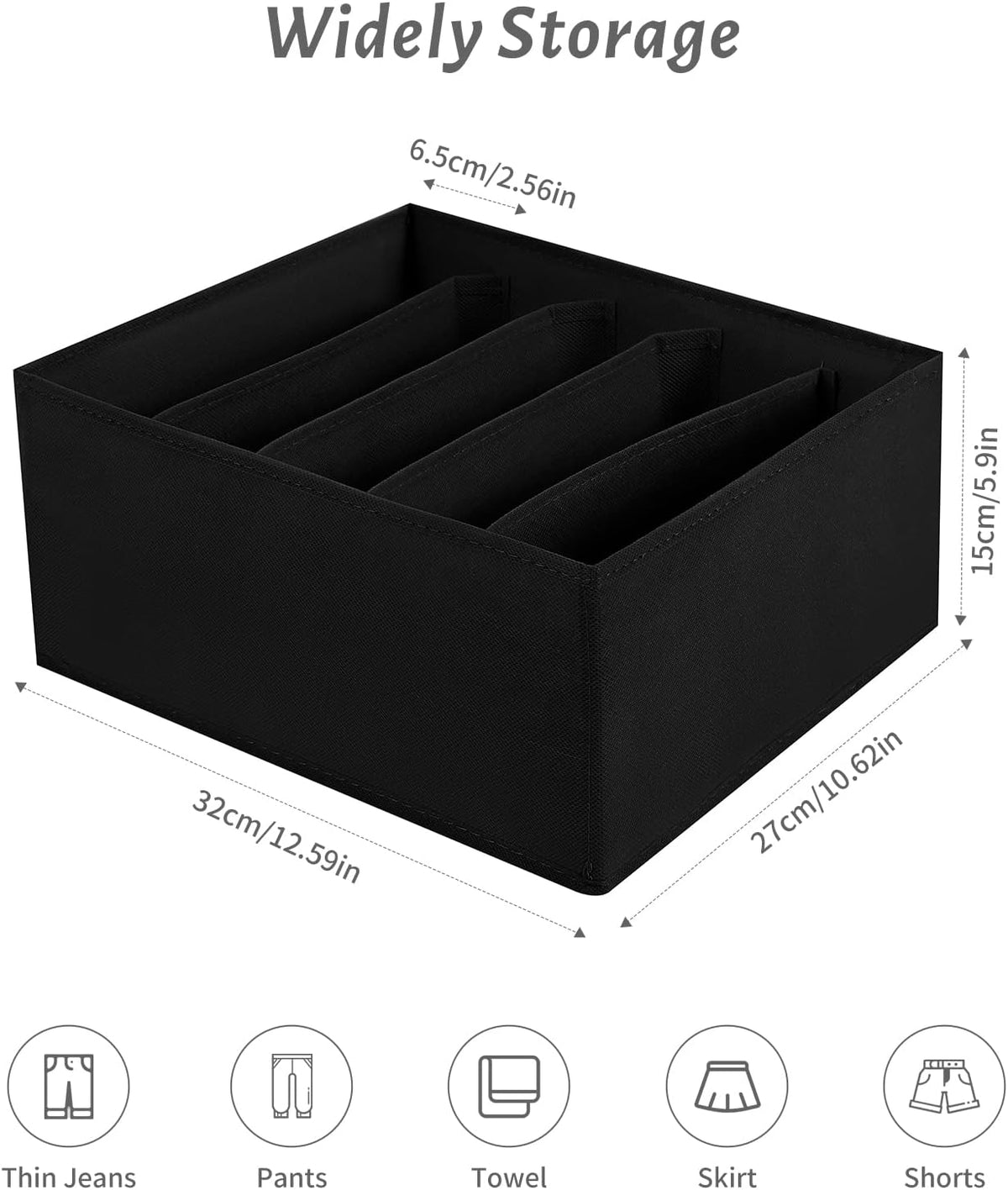 Jeans Drawer Organizers for Clothing, 5 Compartment Wardrobe Storage Box, Was...