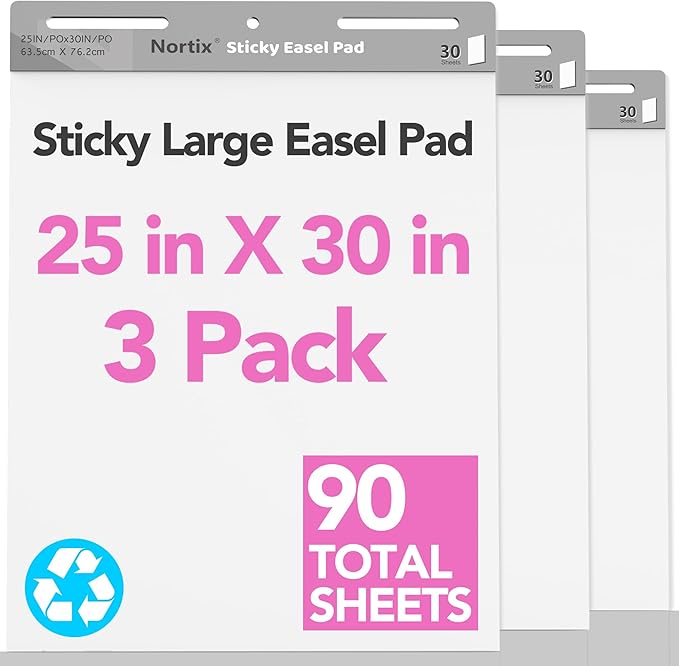 Nortix Flip Chart Paper, Sticky Easel Pads, Chart Paper by Nortix