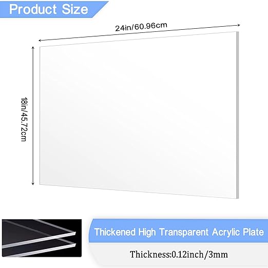 2 Pack 18x24 Inch Acrylic Sheet 1/8" Thick, Cast Acrylic Sheet, - Image 2