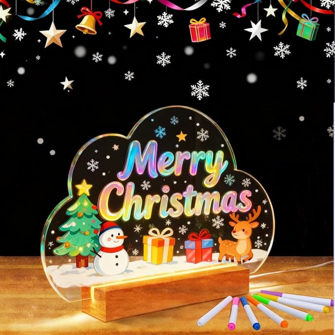 SetGame LED Note Board with 7 Colors Pen, Art Creative Light Up Dry Erase Board - Image 6