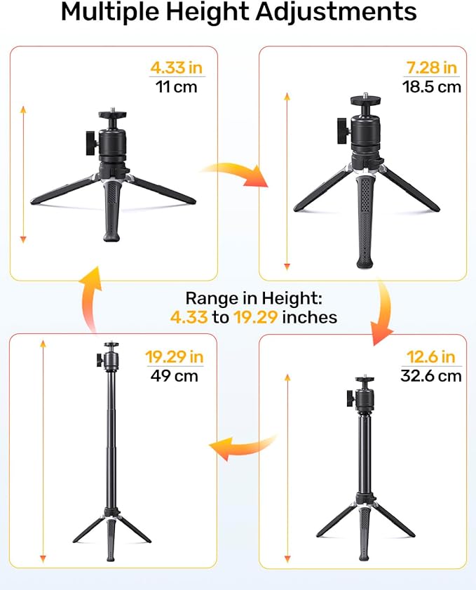 Webcam Tripod Stand for Desk, 3 Level Extendable Camera Tripod Mount for - Image 3