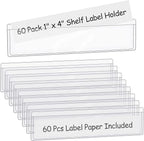 60 Pack 1.2" x 4.3" Self Adhesive Label Holders by BESARME