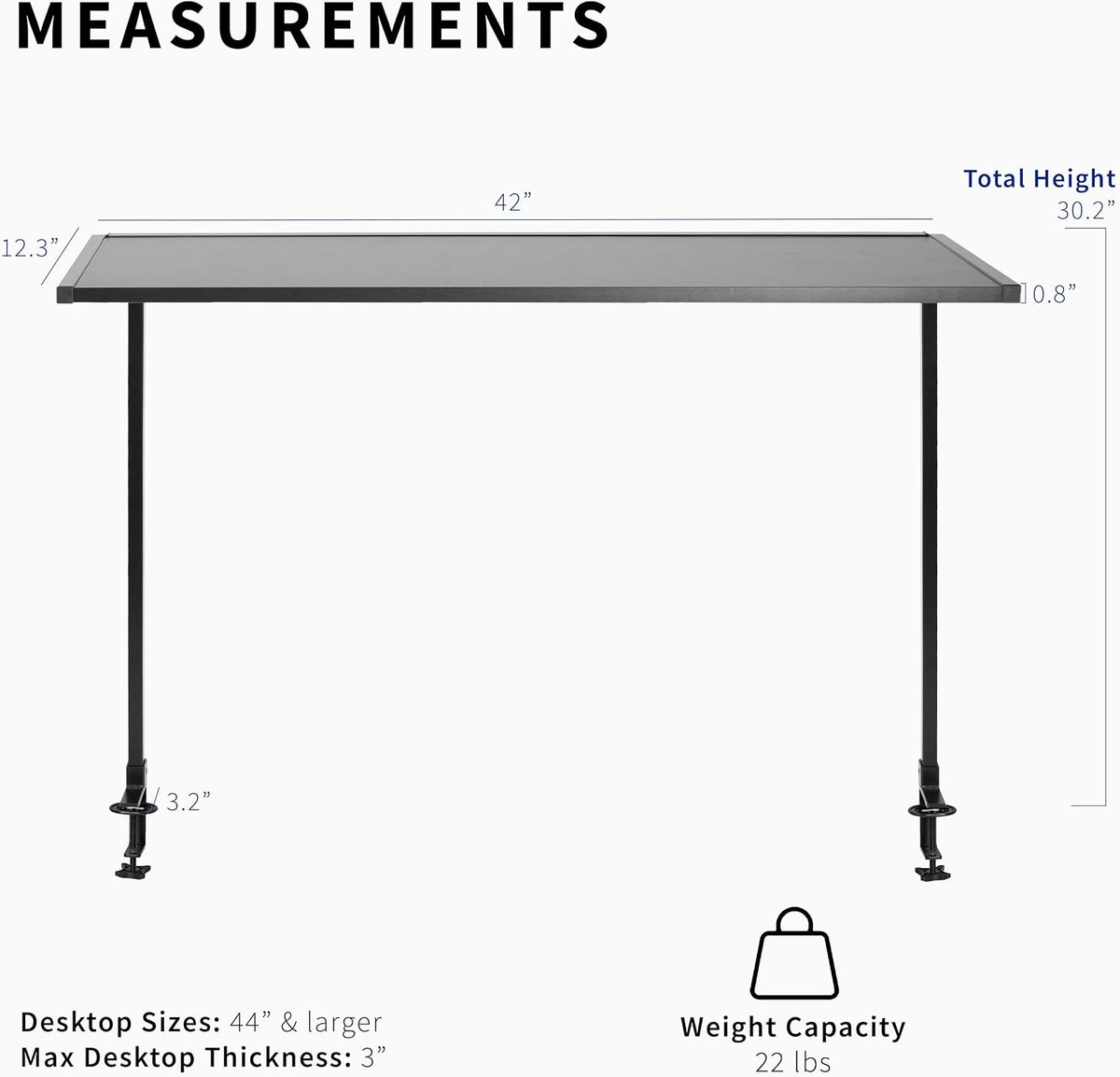 VIVO Clamp-on 42 in Overhead Desk Shelf Mount