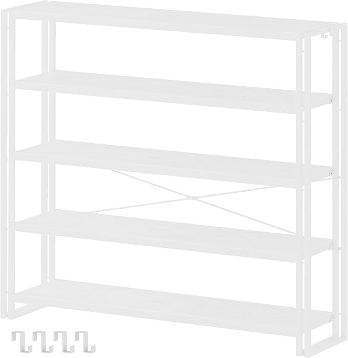 HCHQHS Bookshelf, 5-Tier Industrial Bookcase, Freestanding Tall Bookshelves by HCHQHS