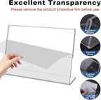 DESONAUT 8 Pack Slanted Back Acrylic Sign Holder 5x7 inches, Acrylic Picture - Image 4