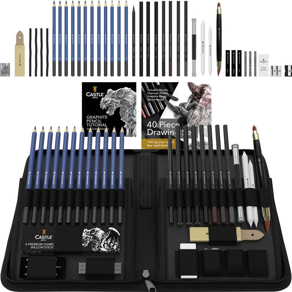 castle art supplies 40 piecedrawing, sketching and charcoal, main product view
