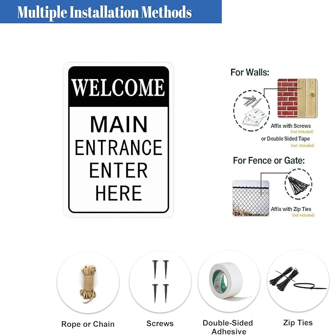 HBXNZ Main Entrance Enter Here Sign Security Street Road Metal Tin Sign Wall - Image 4