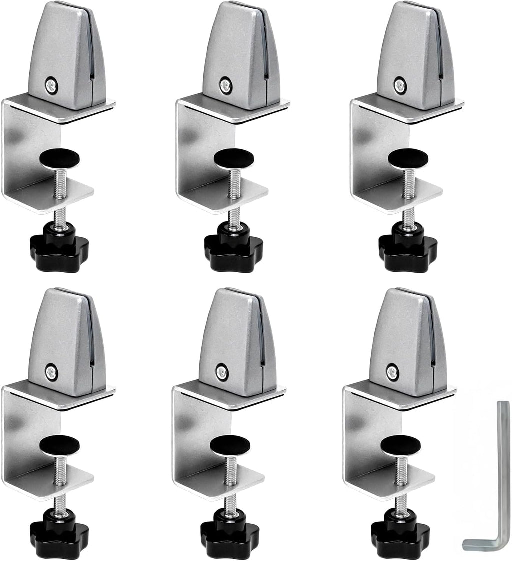6-Pack Desk Shield Clamp for 2 to 20mm Thick Panel, Adjustable Desk Divider
