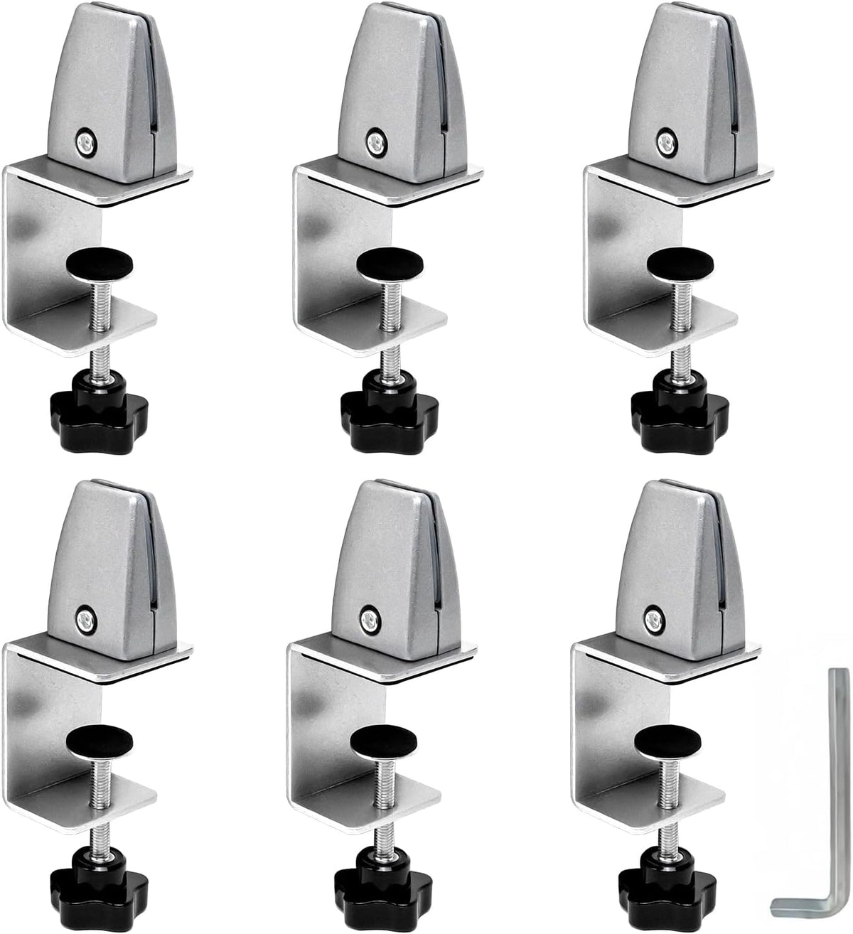 6-Pack Desk Shield Clamp for 2 to 20mm Thick Panel, Adjustable Desk Divider