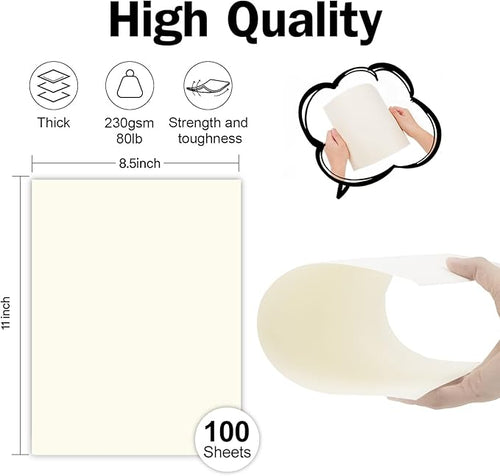 100 Sheets Cream Cardstock 8.5 x 11 Ivory Paper, Goefun Off White Card Stock - Image 2