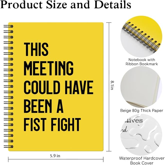 XQLZY This Meeting Could Have Been A Fist Fight Yellow Spiral Notebook - Image 2