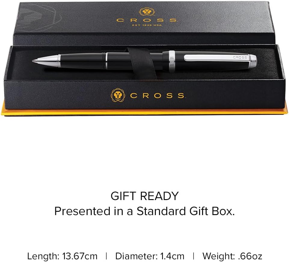 Cross Lume Obsidian Black Ballpoint Pen, Medium Point, Black Ink