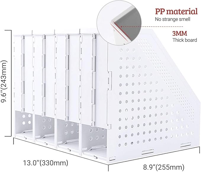 SAYEEC Collapsible Magazine Holder Plastic Desktop 4 Compartment File Desk - Image 2