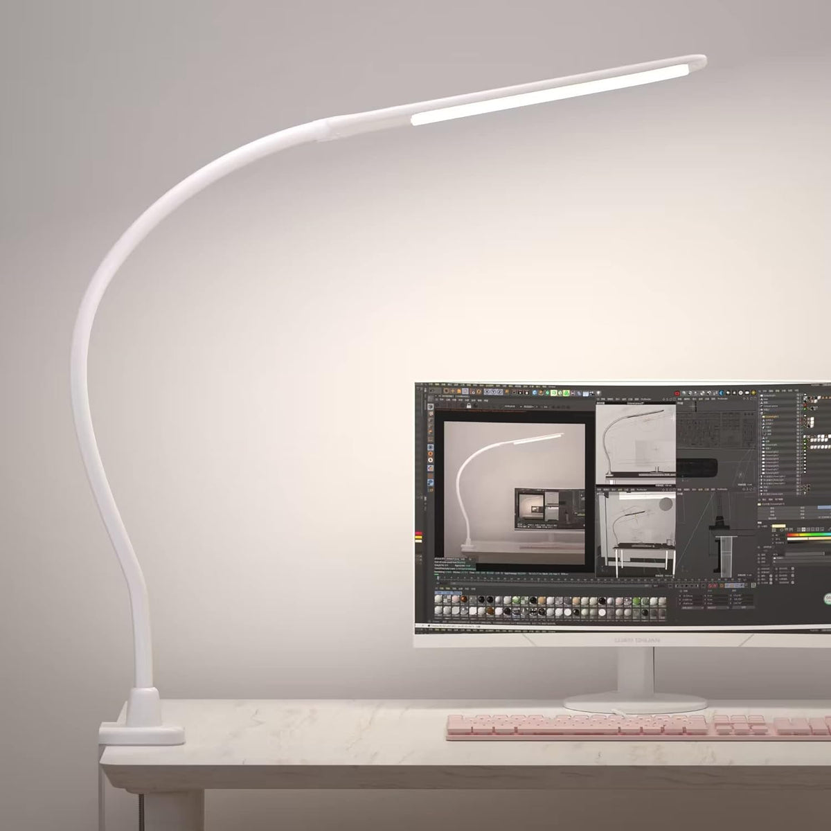 LED Desk Lamp With Clamp, 10W Gooseneck Lamps Touch Control,Swing Arm Clamp L...