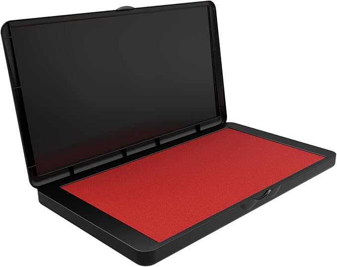 Large Stamp Pad, 6.1 x 3.4 Inch Red Ink Pad Premium Quality Felt Pad Rubber by Lsushine