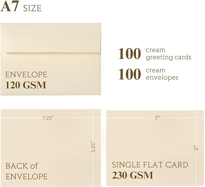 Ivory Blank Cards and Envelopes, Goefun 5x7 Flat Cream Cardstock and A7 - Image 2
