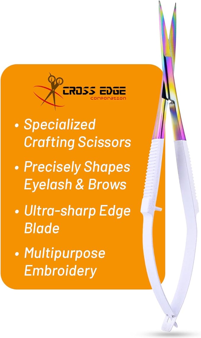 Cross Edge Spring Scissors 5 Inch straight Stainless-Steel Precision Eyebrow & by MyLashToolsByCrossEdge