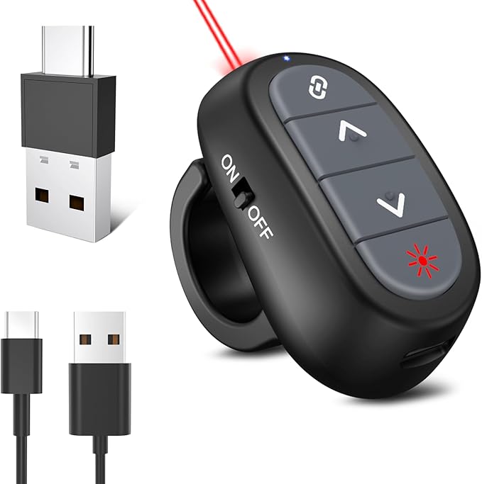 Presentation Clicker PowerPoint Wireless Presenter Remote: USB C Laser Pointer by CLIKBUTM%C2%AE