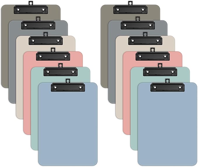 Zoenley A4 Plastic Clipboard Set of 12, Morandi Colorful 12.5 x 9 Letter Size by Unknown