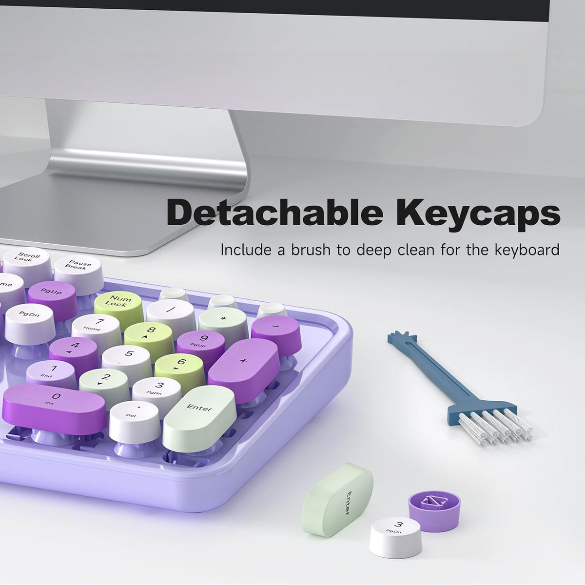 KNOWSQT Wired Computer Keyboard - Purple Colorful Retro Full Size Round Keyca...