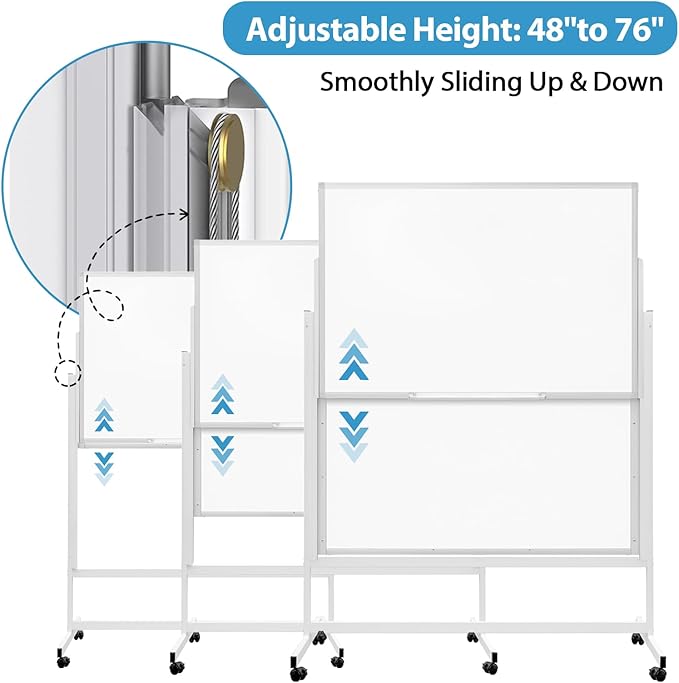 48 x 60 Inch Height Adjustable Dry Erase Whiteboard - Image 4