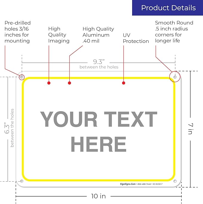 Personalized Custom Customize for Office, Delivery Yellow Sign, 10x7 Inches - Image 3