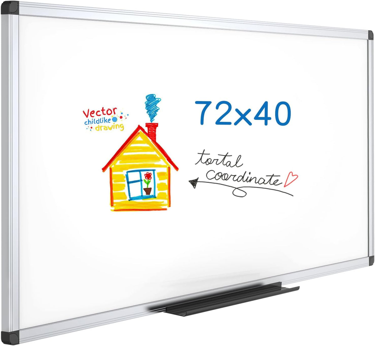 VIZ-PRO Dry Erase Board, 72" x 40" Large Magnetic Whiteboard for Wall