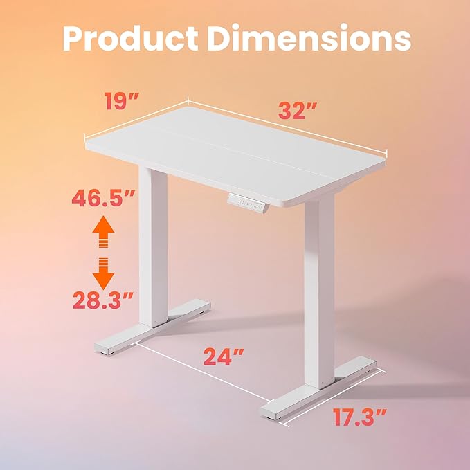 HUANUO 32" Small Electric Standing Desk Adjustable Height, 4 Memory Height - Image 3