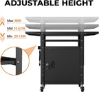Mobile AV Cart with Pullout Keyboard Tray, Rolling Computer Cart Height - Image 3