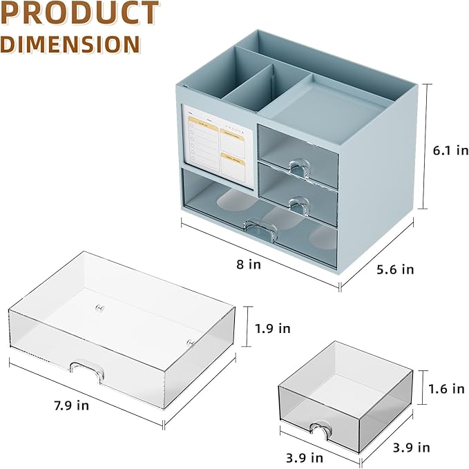 Marbrasse Desk Organizer with 3 Drawer, Desktop Organizer Storage - Image 4