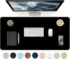 Bloss Black Leather Desk Pad, Large Mouse Pad 35.4×17 Inches, Waterproof Office by Bloss