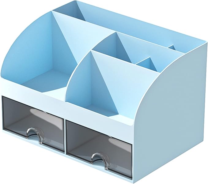 Desk Organizer with 6 Compartments and 2 Drawers, Plastic Makeup Organizer - Image 6
