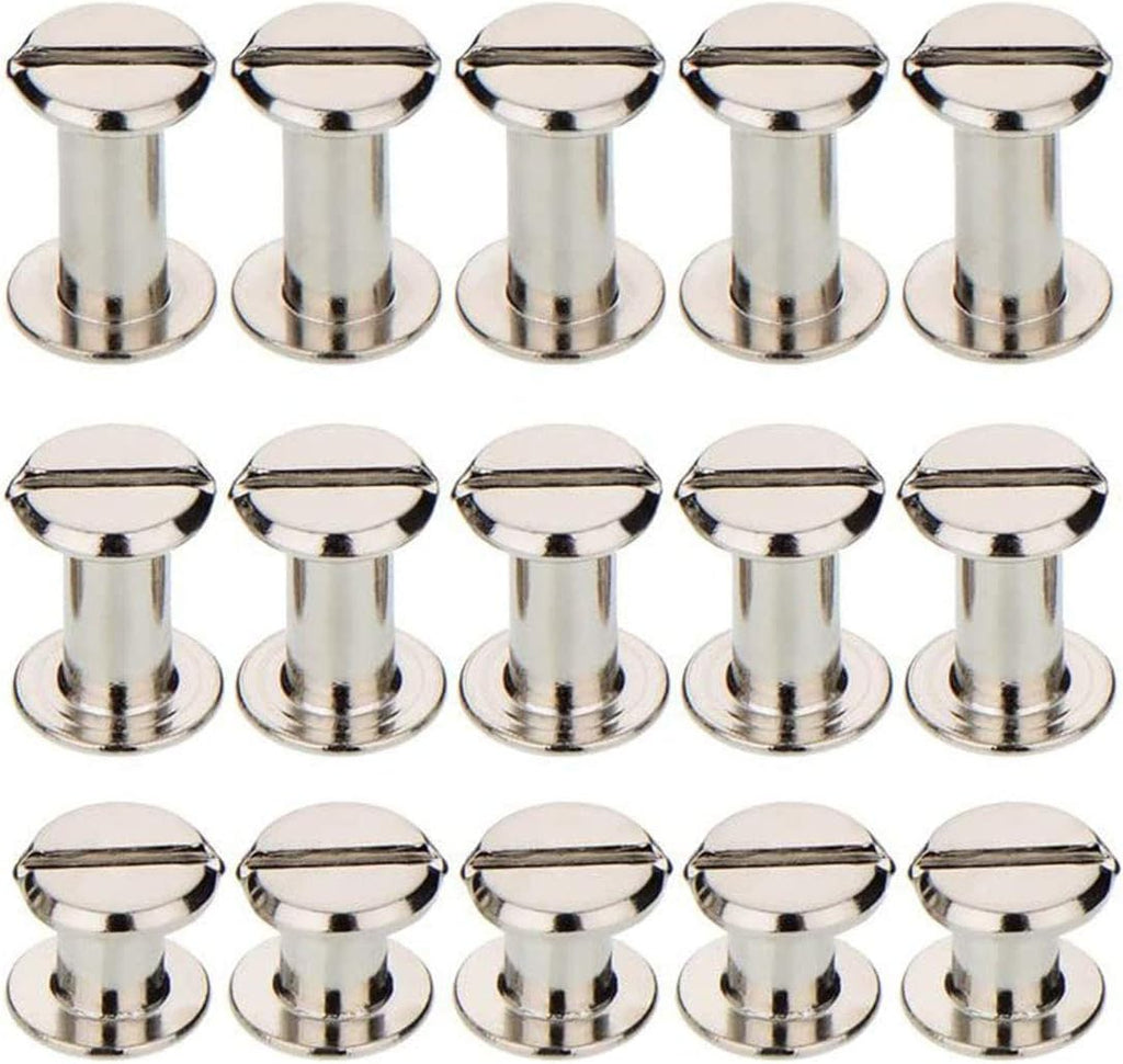 90 Set Chicago Screws Binding Screw Leather Screw Nail Rivet Button Solid Belt Tack (Silver M5x1/4, 3/8, 1/2,)