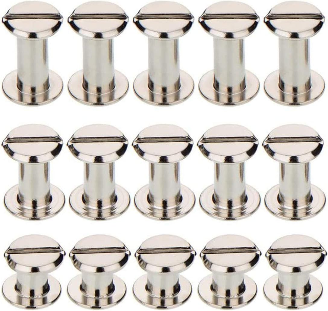 90 Set Chicago Screws Binding Screw Leather Screw Nail Rivet Button Solid Belt Tack (Silver M5x1/4, 3/8, 1/2,)