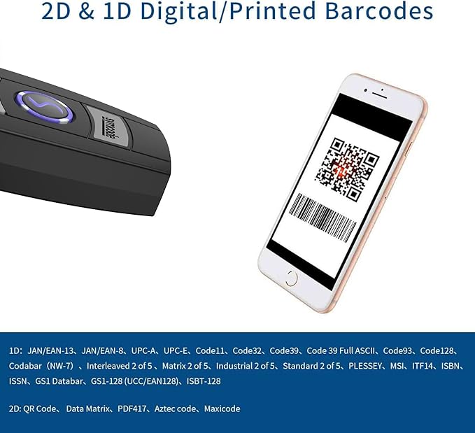 Mini 2D Portable Handheld Bluetooth Barcode Scanner Wireless 2.4G & USB Wired - Image 2